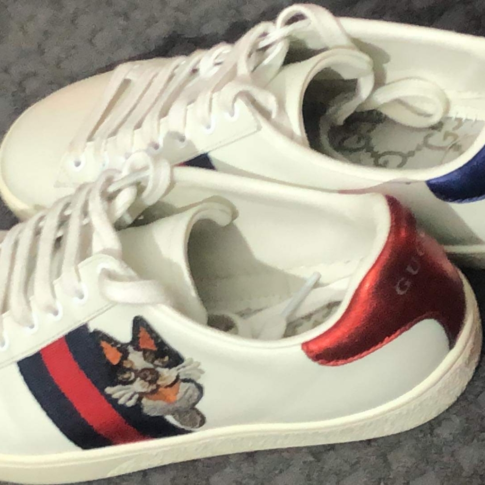 Gucci Ace embroidered cat and dog sneakers